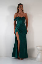Nicolette Soft Satin Maxi Gown | Emerald Green | Oh Hello Clothing | XS (6)