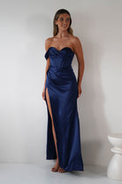 Nicolette Soft Satin Maxi Gown | Navy | Oh Hello Clothing | XS (6)