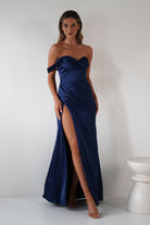 Nicolette Soft Satin Maxi Gown | Navy | Oh Hello Clothing | XS (6)