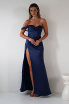 Nicolette Soft Satin Maxi Gown | Navy | Oh Hello Clothing | XS (6)