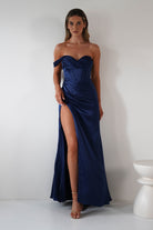 Nicolette Soft Satin Maxi Gown | Navy | Oh Hello Clothing | XS (6)