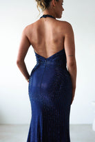 Adeline Rhinestone Halterneck Gown | Navy | Oh Hello Clothing | XS (6)