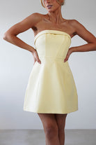 Angelica Structured Mini Dress | Yellow | Oh Hello Clothing | XS (6)