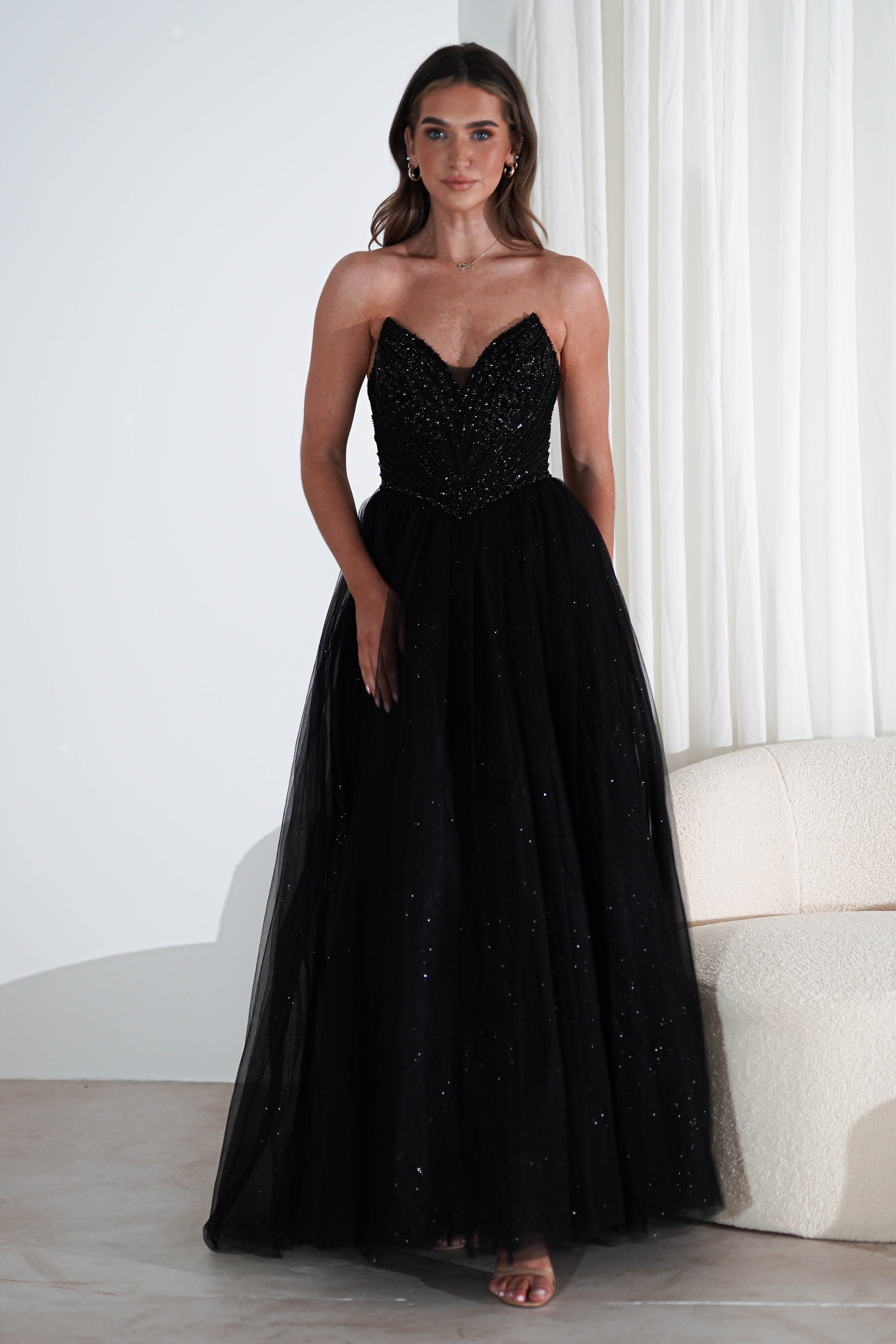 Priscilla Princess Glitter Gown | Black | Oh Hello Clothing | XS (6)
