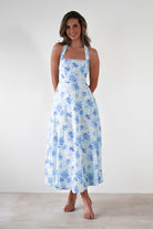 Suzette Floral Skater Maxi Dress | Blue/White | Oh Hello Clothing | XS (6)