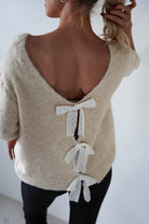Lila Lace Bow Back Jumper | Cream | Oh Hello Clothing | One Size | 8 - 12