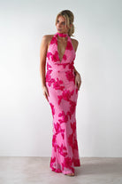 Halsey Tie Back Maxi Dress | Pink Print - Oh Hello Clothing