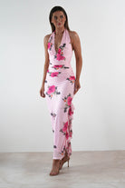 Emmaline Floral Bodycon Maxi Dress | Pink | Oh Hello Clothing | XS (6)