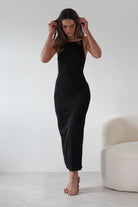 Brighton Textured Bodycon Midaxi Dress | Black | Oh Hello Clothing | XS (6)