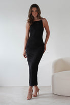 Brighton Textured Bodycon Midaxi Dress | Black | Oh Hello Clothing | XS (6)