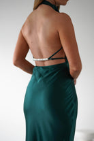 Capriana Pearl Back Maxi Dress | Emerald | Oh Hello Clothing | XS (6)
