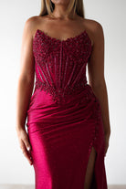 Caspian Embellished Bodycon Gown | Deep Red | Oh Hello Clothing | XS (6)