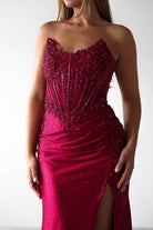 Caspian Embellished Bodycon Gown | Deep Red | Oh Hello Clothing | XS (6)