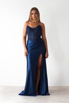 Caspian Embellished Bodycon Gown | Navy | Oh Hello Clothing | XXS (4)