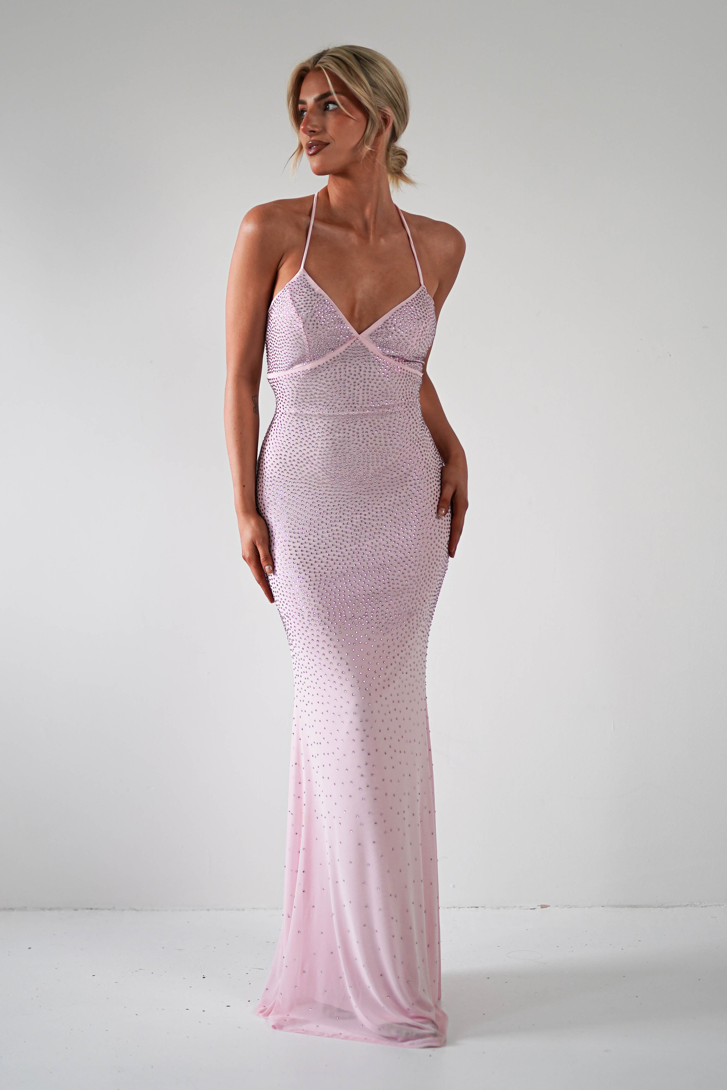 Cataleya Rhinestone Bodycon Gown | Pink - Oh Hello Clothing