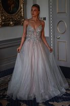 Shyla Glitter Princess Gown | Silver/Nude | Oh Hello Clothing | XS (6)