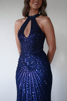 Santana Beaded Keyhole Gown | Midnight - Oh Hello Clothing