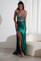 Alexis Glitter Shimmer Gown | Emerald Green | Oh Hello Clothing | XS (6)