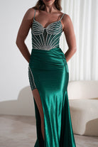 Alexis Glitter Shimmer Gown | Emerald Green | Oh Hello Clothing | XS (6)