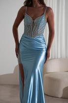 Alexis Glitter Shimmer Gown | Light Blue | Oh Hello Clothing | XS (6)