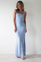 Halo Square Neck Sequin Maxi Gown | Blue - Oh Hello Clothing