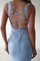 Halo Square Neck Sequin Maxi Gown | Blue - Oh Hello Clothing