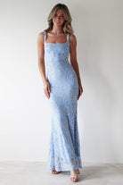 Halo Square Neck Sequin Maxi Gown | Blue - Oh Hello Clothing