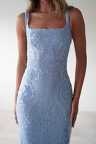 Halo Square Neck Sequin Maxi Gown | Blue - Oh Hello Clothing