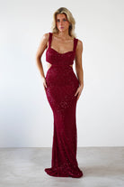 Tora Cut Out Sequin Maxi Dress | Dark Red - Oh Hello Clothing