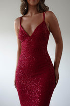 Nina Beaded Bodycon Gown | Red - Oh Hello Clothing