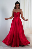 Kristi Strapless A Line Gown | Red | Oh Hello Clothing | XS (6)