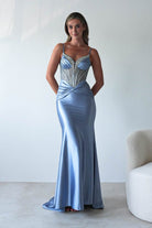 Vera Embellished Bodycon Gown | Dusty Blue | Oh Hello Clothing | XS (6)