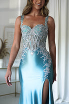 Rhodes Embellished Bodycon Gown | Robin Blue | Oh Hello Clothing | XS (6)