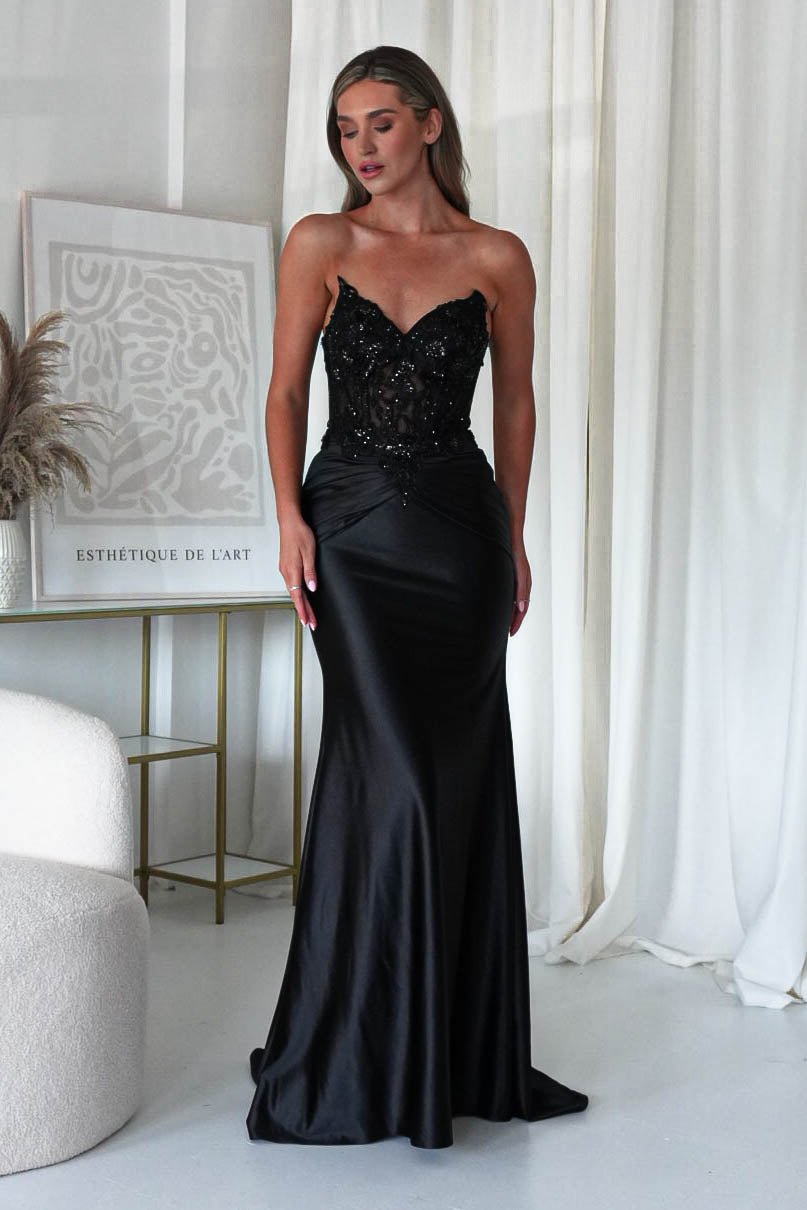 Raquel Bodycon Embellished Gown | Black | Oh Hello Clothing | S (8)