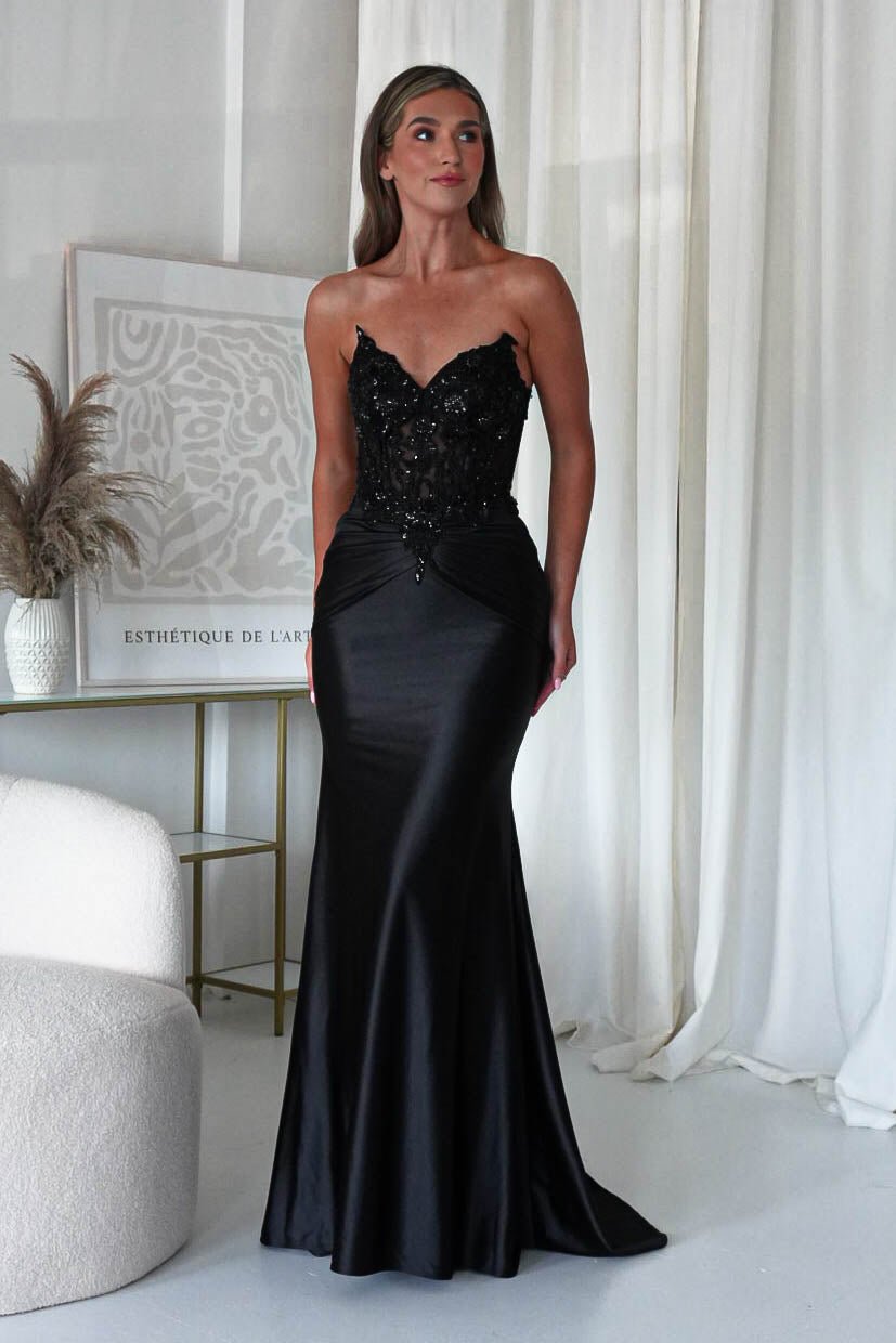 Raquel Bodycon Embellished Gown | Black | Oh Hello Clothing | S (8)