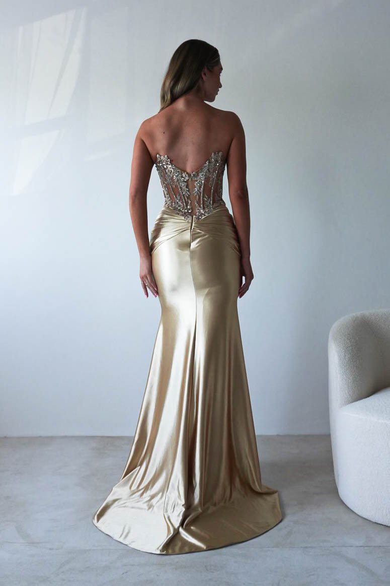 Raquel Bodycon Embellished Gown | Gold | Oh Hello Clothing | S (8)