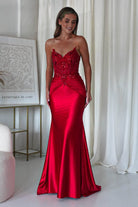 Raquel Bodycon Embellished Gown | Red | Oh Hello Clothing | XS (6)