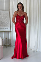 Raquel Bodycon Embellished Gown | Red | Oh Hello Clothing | XS (6)