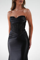 Misha Strapless Lace Detail Gown | Black - Oh Hello Clothing
