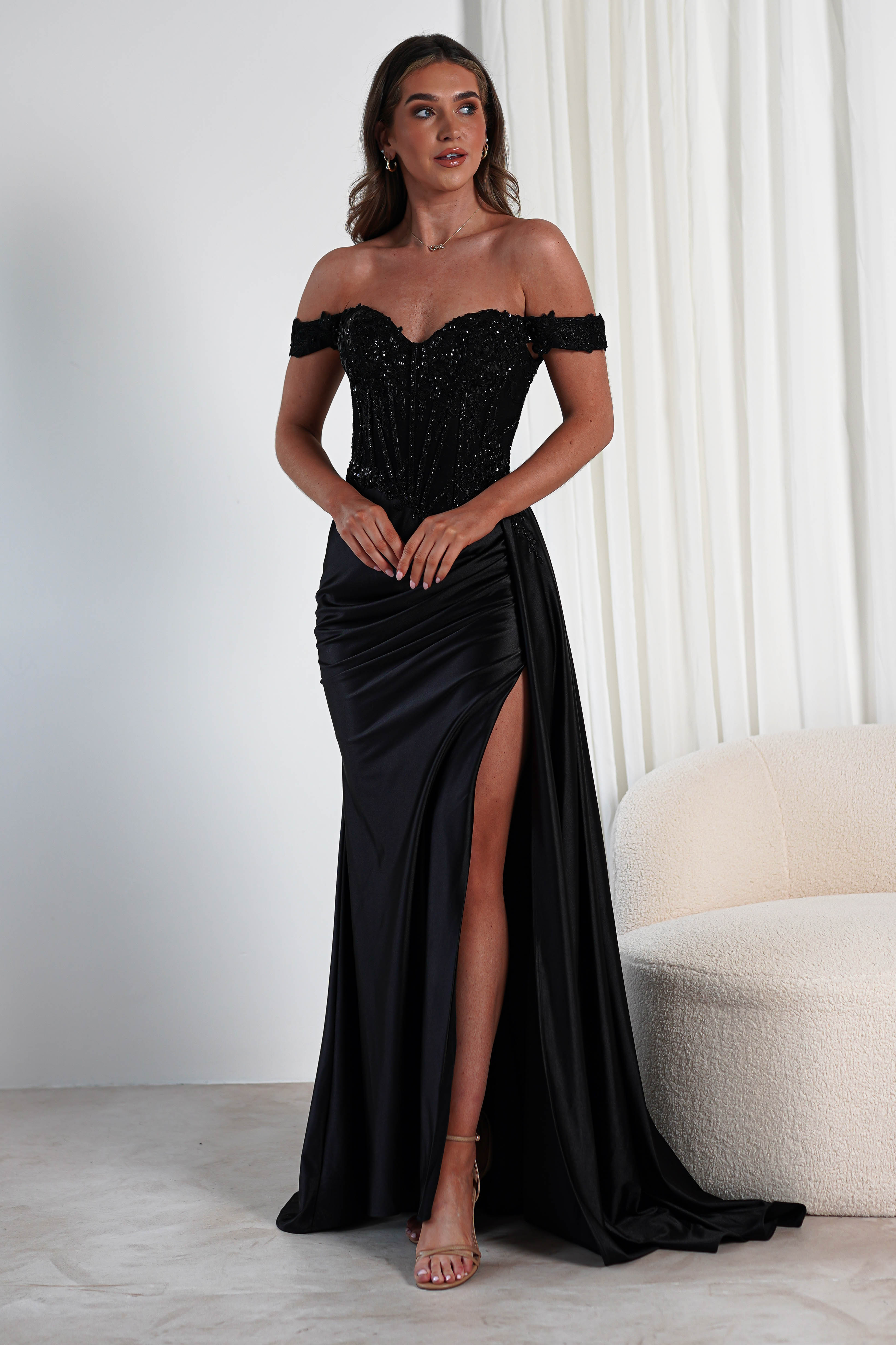 Marsela Lace Bodice Gown | Black | Oh Hello Clothing | XS (6)