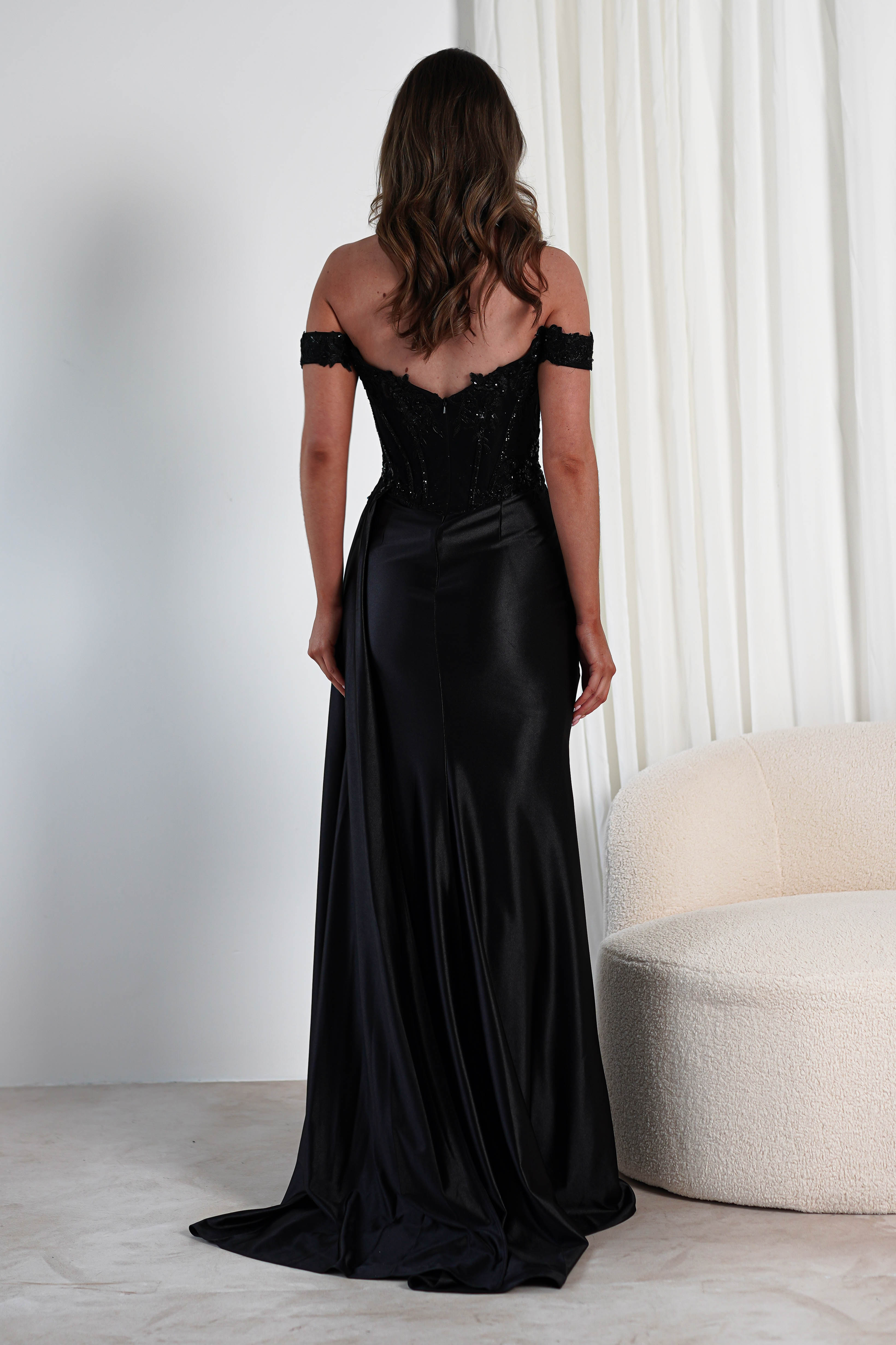 Marsela Lace Bodice Gown | Black | Oh Hello Clothing | XS (6)