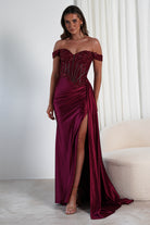 Marsela Lace Bodice Gown | Burgundy | Oh Hello Clothing | XS (6)
