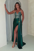 Leonardo Diamante Bodycon Gown | Green - Oh Hello Clothing