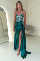 Leonardo Diamante Bodycon Gown | Green - Oh Hello Clothing