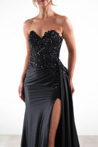 Saraya Bodycon Embellished Gown | Black | Oh Hello Clothing | XS (6)
