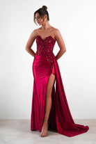Saraya Bodycon Embellished Gown | Dark Red | Oh Hello Clothing | XS (6)