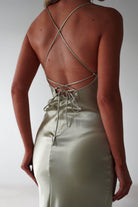 Celinee Satin Maxi Gown | Sage - Oh Hello Clothing