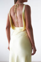 Thea Mesh Midriff Soft Satin Maxi Dress | Yellow | Oh Hello Clothing | XS (6)