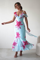 Leonie Floral Print Maxi Dress | Blue | Oh Hello Clothing | XS (6)