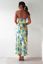 Anthonia Floral Satin Maxi Dress | Yellow/Blue | Oh Hello Clothing | XS (6)